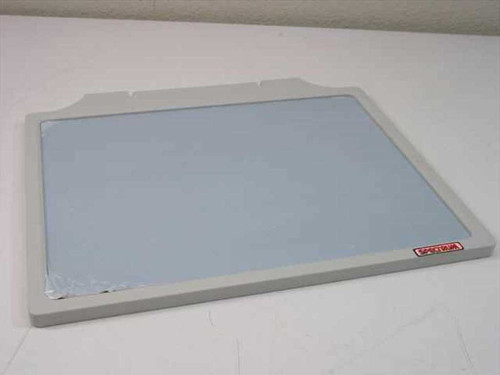 Spectrum GRX-17 Glass Glare Screen front view showing light blue tinted glass panel in gray plastic frame with Spectrum logo sticker in corner