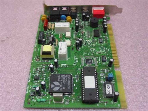 Wisecom WS-3314JS3 ISA modem card – component side top view showing main chipset, transformer, dip switches, and QC OK sticker