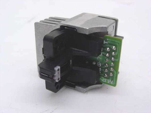 Epson C28E19B dot matrix printhead — angled rear view showing green PCB connector board and metal housing
