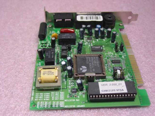 Rockwell 1700-0005-02 ISA modem card – reverse angled view showing firmware label VER 2.050_01 CHKSUM 970A and main chipset