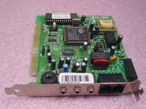 Rockwell 1700-0005-02 ISA 33.6K modem card – angled front view showing RJ-11 jack and audio connectors on bracket