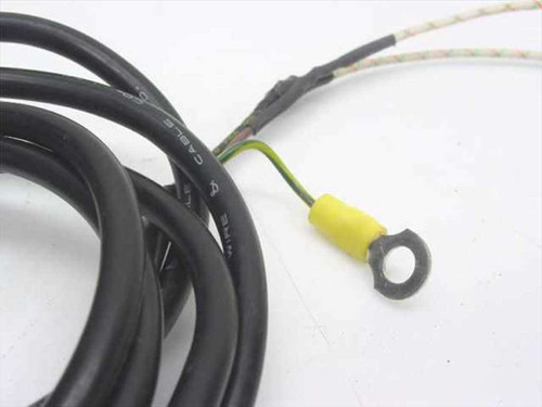 Watlow 9545 cartridge heater lead wire detail showing yellow ring terminal and multi-conductor wire with ground lead