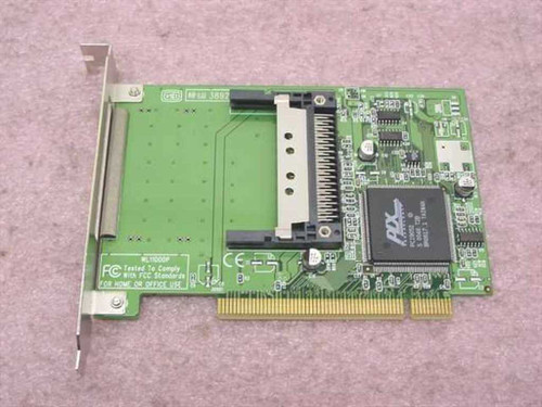 SMC WL11000P PCI PCMCIA adapter card — top view showing green PCB, PCMCIA slot, and PX controller chip