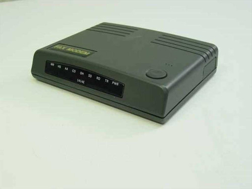 Fax Modem 1414E FB1414E external desktop unit — front and top view showing LED indicator strip labeled MR HS AA CD OH SD RD TR PWR and model number 1414E