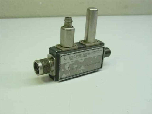 HP 788C Directional Detector front and top view showing HP logo label, two coaxial port stubs on top, and Type N connector on left side