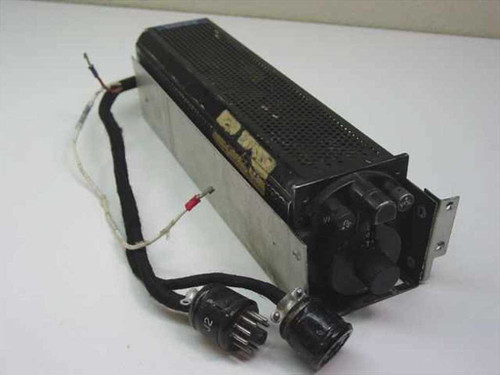 Motorola Aviation Electronics 5613A VHF Receiver — three-quarter front-left view showing elongated chassis, vented housing, and attached wiring harness with circular connectors