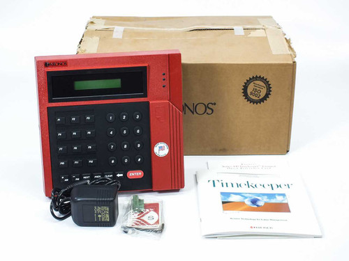 Kronos 460F Series 400 Time Clock Terminal 8600615-001 with original box, AC adapter, modem board, swipe cards, and Timekeeper installation guide