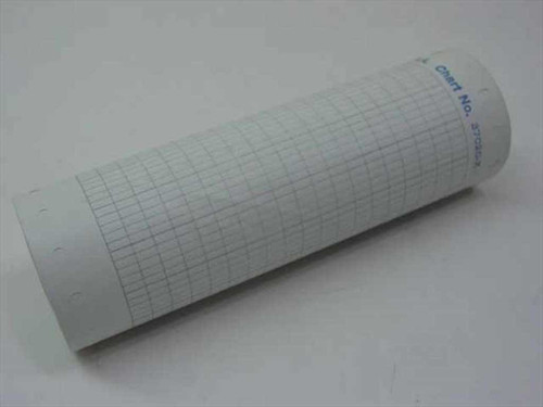 Esterline Angus 37020X pre-printed graph paper roll unboxed, showing blue grid lines and scale markings on the paper surface