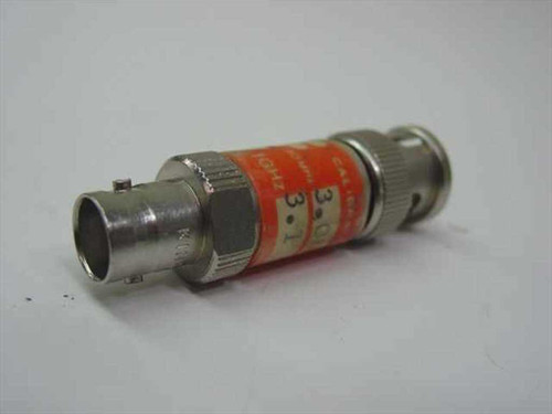 Texscan FP-50 3dB BNC coaxial attenuator — opposite angle showing BNC female connector end and label markings
