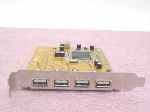 SIIG TK-P5U212 USB 2.0 PCI 5-Port Adapter Card — front angled view showing four external USB-A ports on bracket and one internal USB port on top edge with NEC controller chip visible on PCB