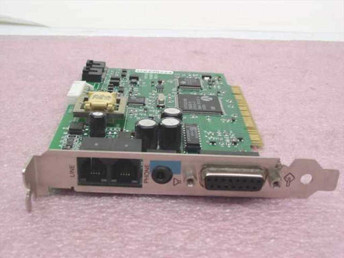 HP 5184-1211 PCI fax modem card – front bracket view showing RJ-11 line, RJ-11 phone, and DB15 connectors