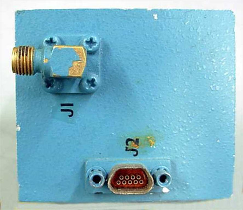 Aertech S2604-2 VCO — rear panel showing SMA-F RF output connector (J1) and 9-pin D-sub control connector (J2)