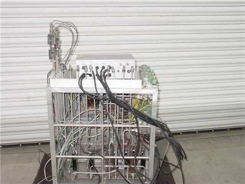 MRI Instruments XP16 laser gas controller rear view showing internal wiring, tubing, and circuit boards