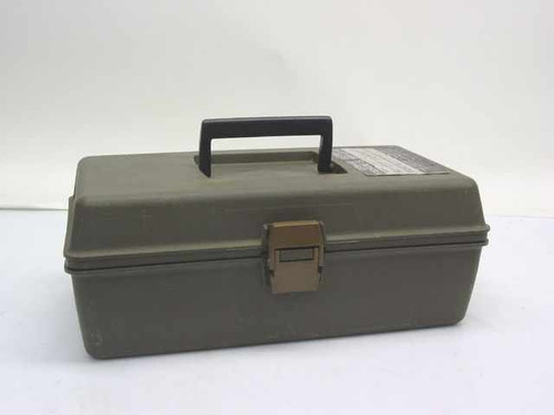 Kahl Scientific ML-450/B/UM Gemware Electro-V Psychrometer – olive-drab plastic storage case closed with black handle and metal latch, label visible on lid