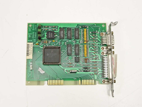 HP 24541-60031 Vectra 8-bit ISA Dual Serial Card – top side showing PCB, main controller chip, and bracket with DB25 and DB9 ports