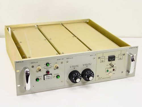 3dbm 70MDF-DAT-BRZ dual port RF satcom FM modulator plugin chassis – front panel overview with three installed plugin modules