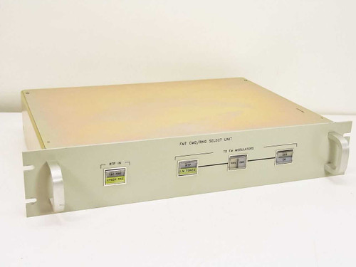 FMT CMD/RNG Select Unit front panel three-quarter view showing rackmount chassis and front-panel push-button selector switches