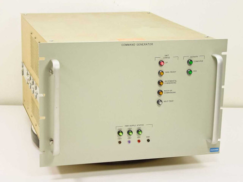 SSEL Hughes 7746600-100 Satellite Command Generator VME rack front panel with status indicators and power supply status LEDs