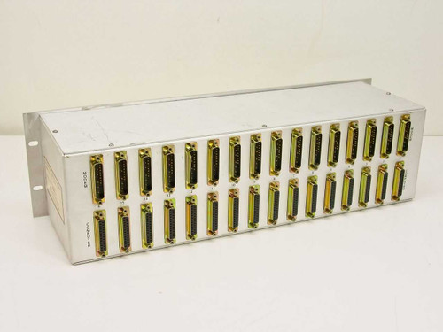 Dynatech 153-004A-16 Dyna-Patch — rear panel view showing 16 pairs of DB25 computer and modem connectors
