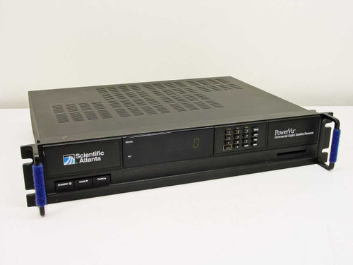 Scientific Atlanta D9223 PowerVu Commercial Digital Satellite Receiver – front panel and rack ears, 2U chassis, angled view