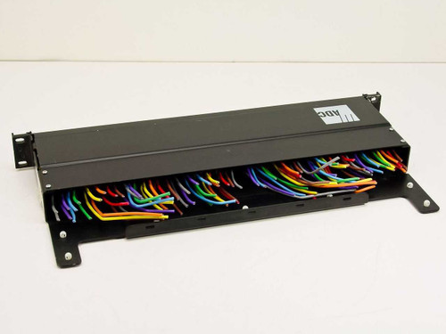 ADC BJF307-4MKIIHN patch bay – rear three-quarter view showing dense multicolor pre-wired wire harness