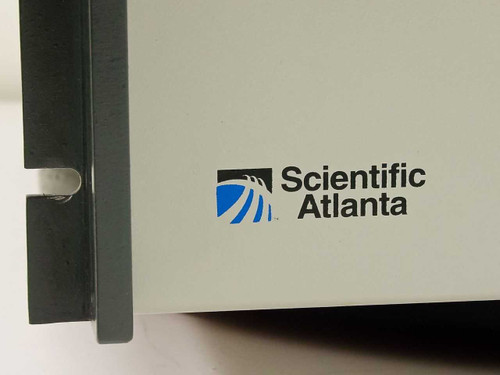 Scientific Atlanta D-9110 PowerVu Digital Multiplexer – close-up of Scientific Atlanta logo on front panel