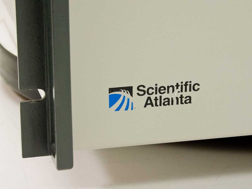 Scientific Atlanta logo close-up on front panel of D-9110 PowerVu encoder chassis