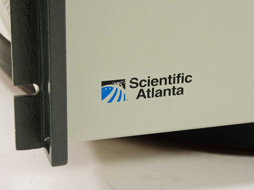 Scientific Atlanta D-9708 PowerVu Digital Multiplexer – close-up of Scientific Atlanta logo on chassis lower left corner