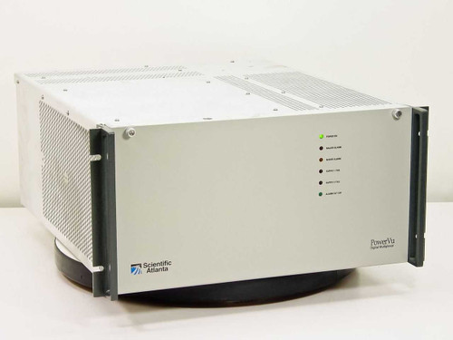 Scientific Atlanta D-9708 PowerVu Digital Multiplexer – front panel view showing rackmount chassis with status LEDs and Scientific Atlanta logo