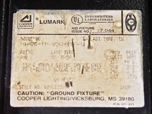 Lumark HID 120 Volt to 208 Volt Hanging Warehouse Lamp Fixture - No Bulb