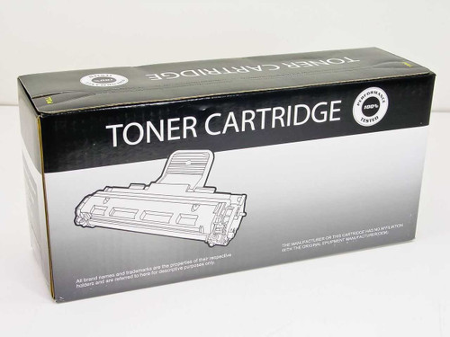 Replacement toner cartridge box – side view showing toner cartridge illustration and ISO certified plant seal