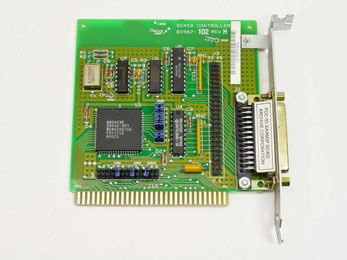 Archive Corp SC402 80567-102 Rev H 8-bit ISA tape backup controller card – front component side showing main Archive controller chip and DB25 connector bracket
