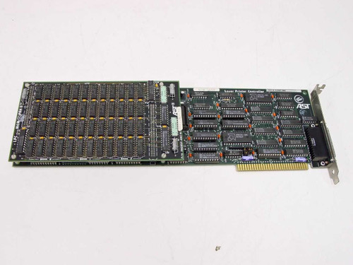 AST 202097-002 Laser Printer Controller ISA Card – top component side view showing large memory array and AST label