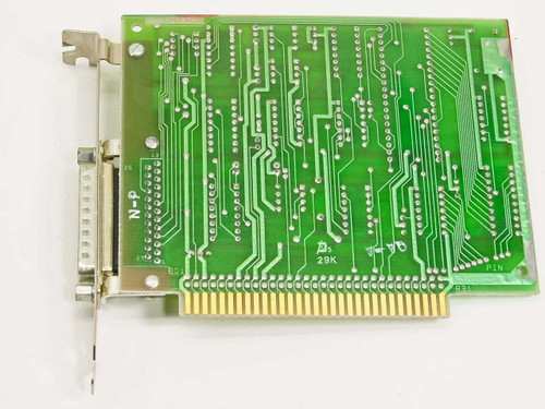 IBM 1501485 XM ISA async card — reverse solder side showing trace routing, ISA edge connector, and DB25 bracket
