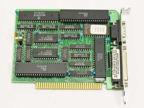 ATD Inc SA202 ISA I/O board – top component side showing Motorola MC68B16 main chip, Sony ICs, SN74LS367AN logic chips, and bracket with DB25 and DB9 connectors