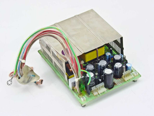 Radius 915-0028 Motorola PSM-7458-52 Macintosh power supply board – top angled view showing heat sink, capacitors, and wiring harness