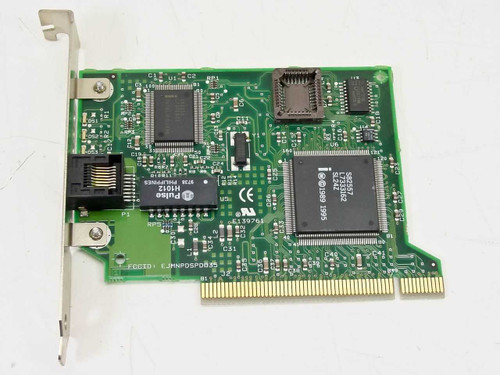 Intel CINF9200C PRO/100 PCI LAN Adapter – component side showing main controller IC, Pulse transformer, and RJ-45 port