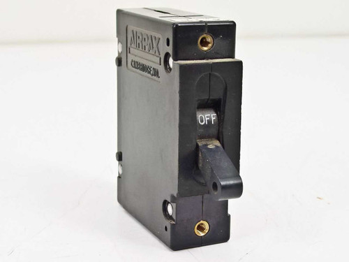 Airpax Single Phase 250V 3A AC Circuit Breaker – front view showing toggle handle in OFF position and panel mount tabs
