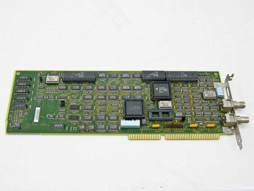 Wang 9454 ISA 16-bit network adapter card – top component side showing main ICs, BNC connectors, and ISA edge connector