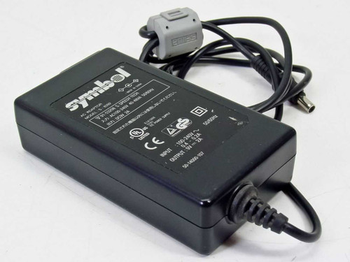 Symbol Technologies S-8392 AC adapter side label showing Symbol logo, model number, and input/output specs