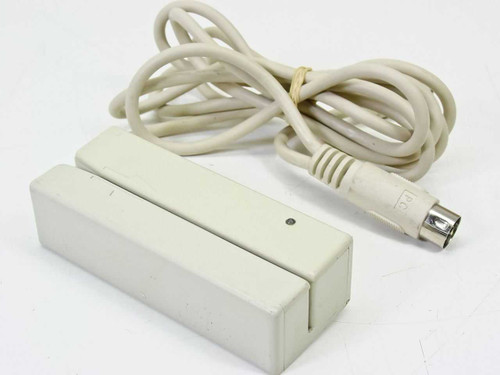 MagTek 21080201 3-track magnetic stripe wedge reader front-left view with PS/2 cable attached