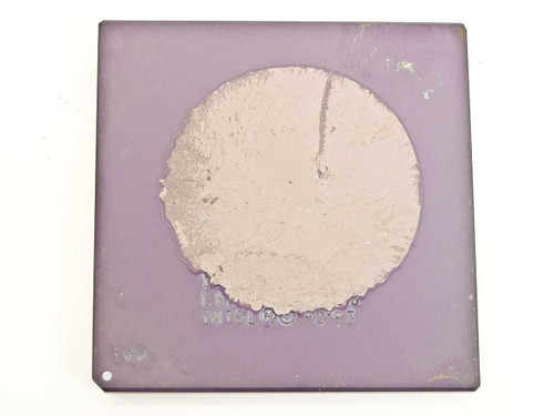 Intel Pentium 100MHz CPU BP80502100 SU099/SSS — top (heat spreader) view showing purple ceramic package