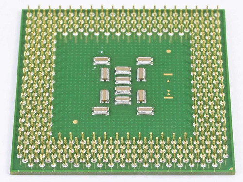Intel Celeron SL48E Socket 370 CPU — bottom pin array view showing gold FC-PGA pins in good condition