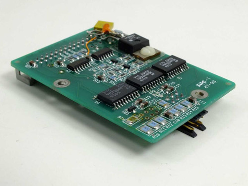 Guzik Tri-Amp 4610R MR-Head PCB Module 303010 – reverse angled view showing solder side, ICs, trim pot, and signal header connectors