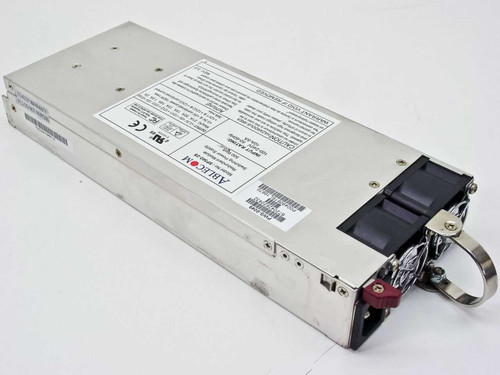 Ablecom SP502-2S 500W redundant power supply — angled rear-right view showing dual fan exhaust and handle