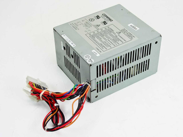 Compaq 270656-001 PS2014 ATX power supply – side and rear view showing ventilation grille and output harness