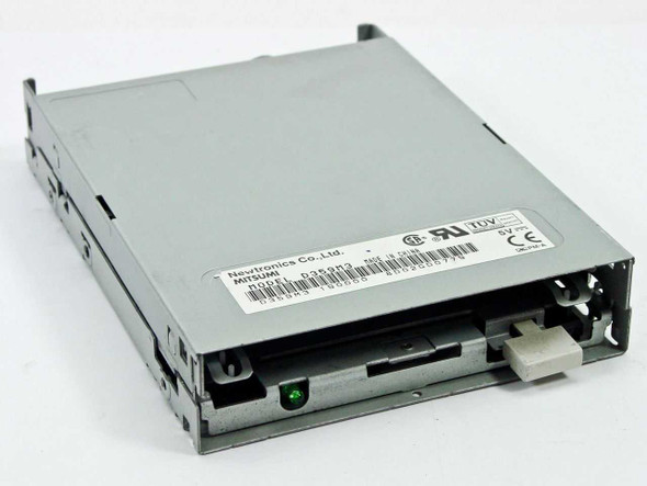 Mitsumi D359M3 1.44MB 3.5 inch floppy drive front view showing slot, green LED indicator, and label — no faceplate