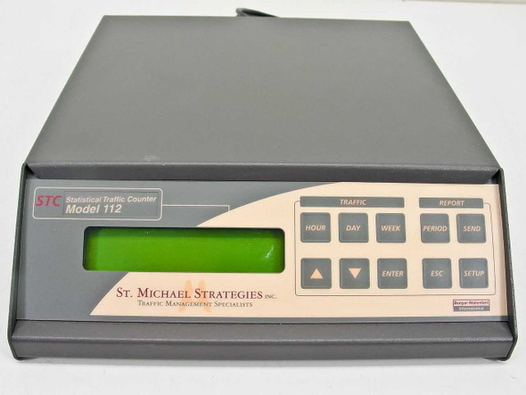St. Michael Strategies STC112 Statistical Traffic Counter – front panel straight-on view showing Traffic and Report button groups