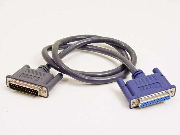 Iomega 2409100 Zip Drive parallel cable full view — DB25 male gray connector left, DB25 female blue connector right, 3-foot gray cable
