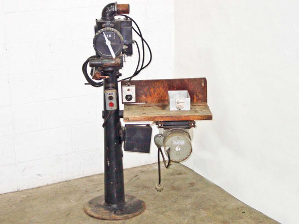 Bell and Howell Model D Automatic Film Printer Stand full view showing column, work table, printer head, and motor